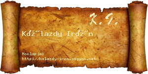 Kálazdy Irén névjegykártya